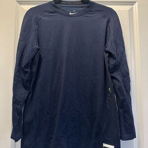 Nike Men's Navy Long Sleeve Pro Combat Shirt